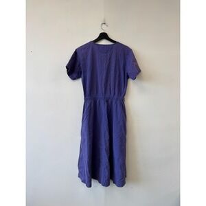 Vintage L.L. Bean Dress Womens 10P Purple Polka Dot Fit & Flare Midi Hong Kong